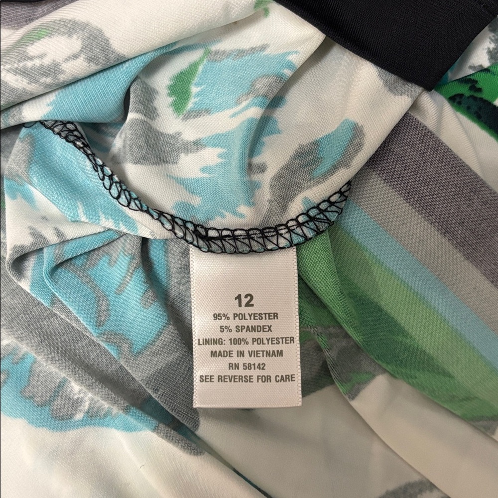 Dress Barn One-Shoulder Green and Blue Floral Dress size 12 - Picture 9 of 9